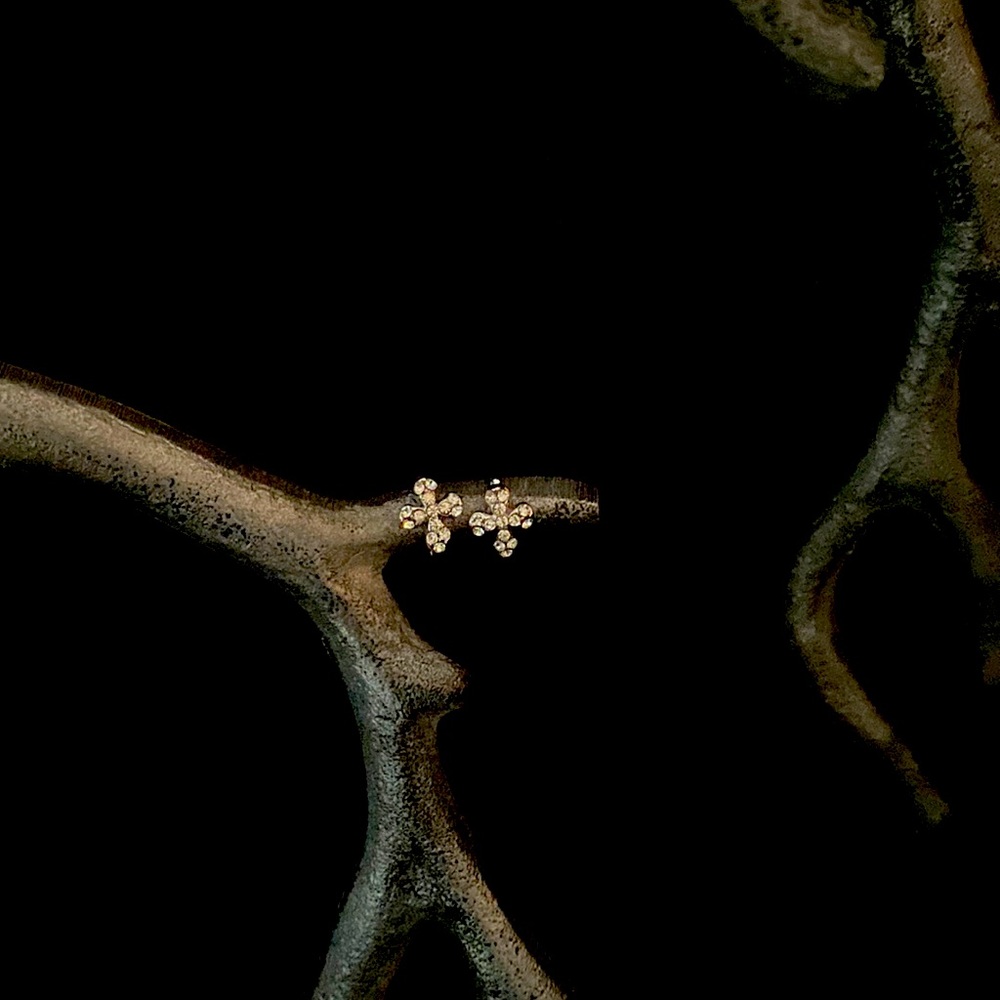Tiny rhinestone cross stud earrings